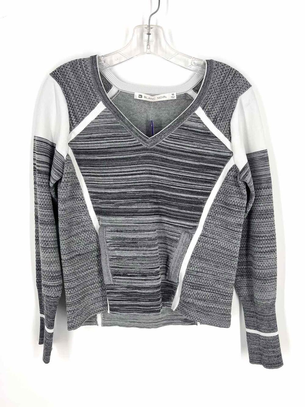 Size XS Gray/White Variegated Paneled Designer Sweater